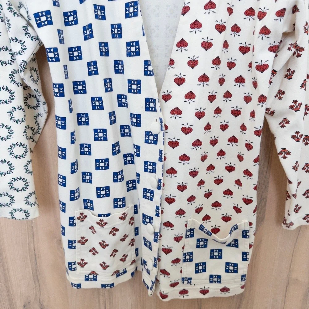Vintage Womens Patchwork Cardigan Size M White Artsy Indie‎ Boho Cottage